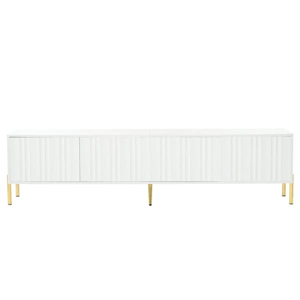TV-skåp L 190 cm - 4 dörrar och 8 hyllplan - modern stil - vit