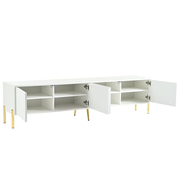 TV-skåp L 190 cm - 4 dörrar och 8 hyllplan - modern stil - vit