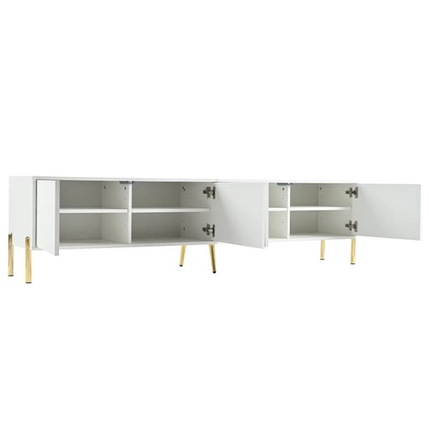 TV-skåp L 190 cm - 4 dörrar och 8 hyllplan - modern stil - vit
