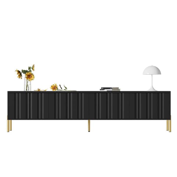 TV-skab L 190 cm - 4 låger og 8 hylder - moderne stil - sort