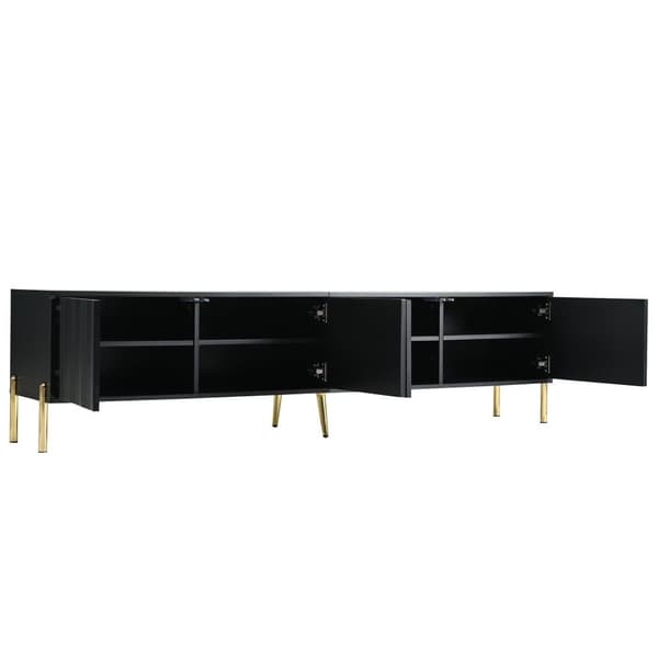 TV-skab L 190 cm - 4 låger og 8 hylder - moderne stil - sort