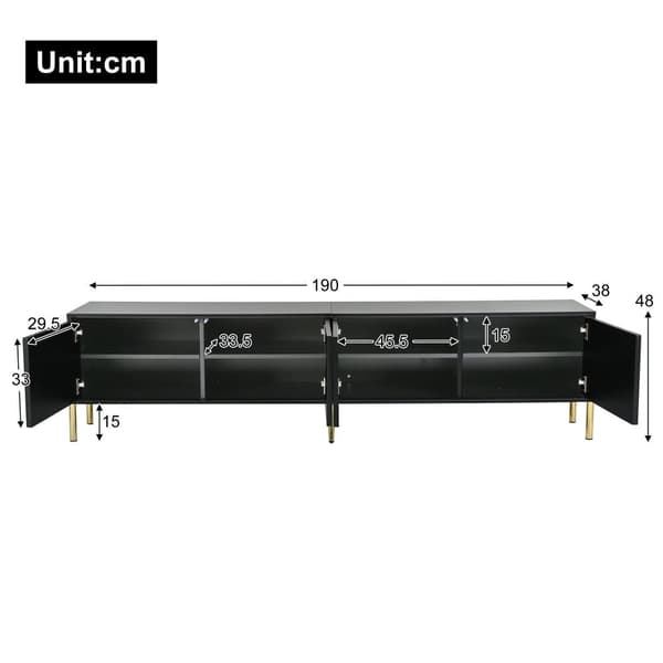 TV-skab L 190 cm - 4 låger og 8 hylder - moderne stil - sort