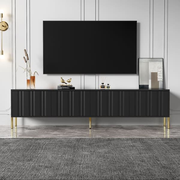 TV-skab L 190 cm - 4 låger og 8 hylder - moderne stil - sort