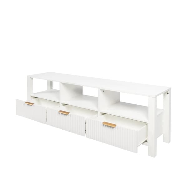 Modernt TV-möbel - 3 lådor och 3 öppna fack - Vit