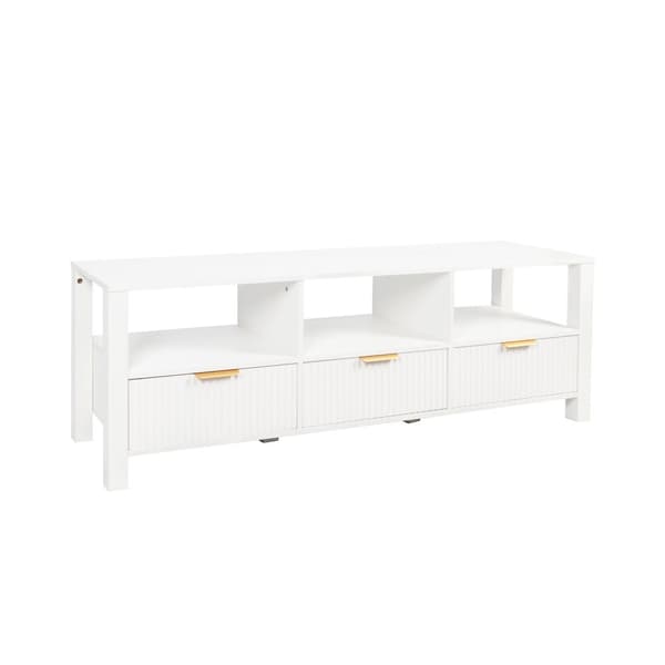Modernt TV-möbel - 3 lådor och 3 öppna fack - Vit