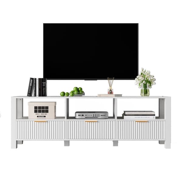 Modernt TV-möbel - 3 lådor och 3 öppna fack - Vit