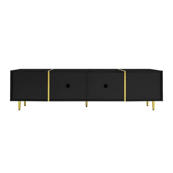 TV-taso L 170 cm - 4 ovella - MDF - musta