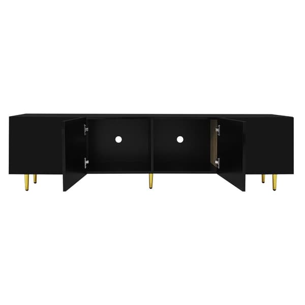 TV-taso L 170 cm - 4 ovella - MDF - musta