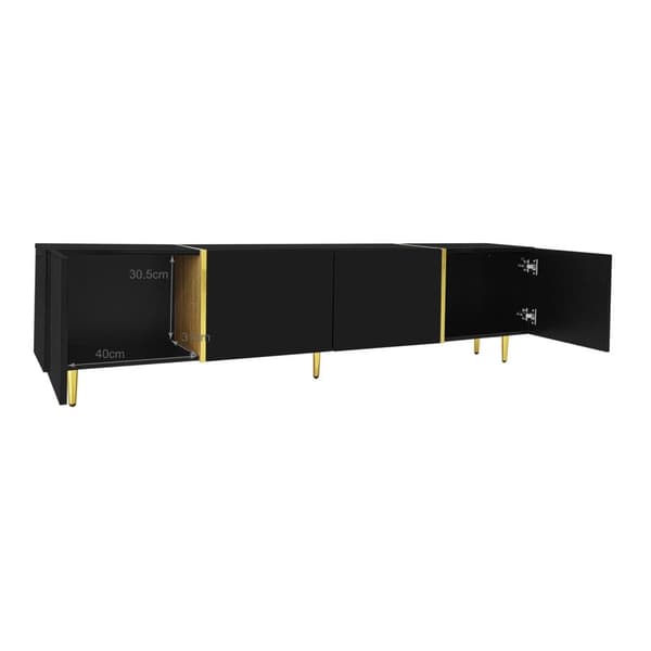 TV-taso L 170 cm - 4 ovella - MDF - musta