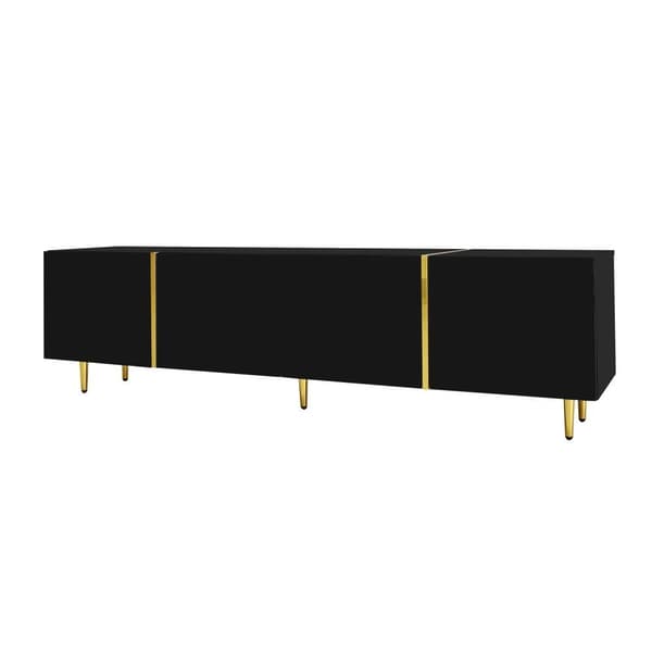 TV-taso L 170 cm - 4 ovella - MDF - musta