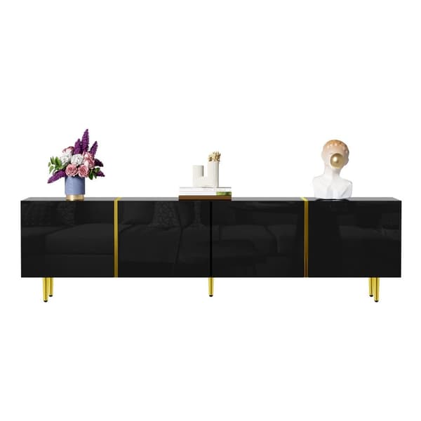 TV-taso L 170 cm - 4 ovella - MDF - musta