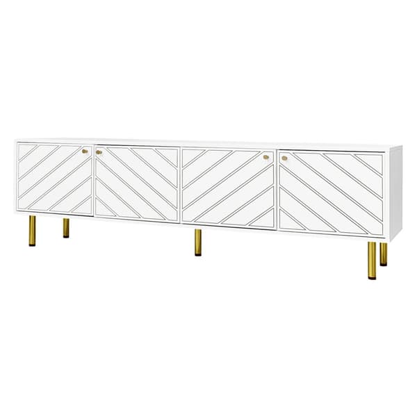 TV-bord L 170 cm - 4 låger - spånplade og MDF - hvid