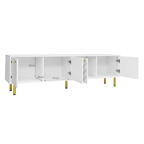 TV-bord L 170 cm - 4 låger - spånplade og MDF - hvid