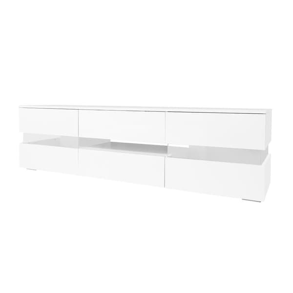 160 cm TV-möbel för 70-tums TV med LED - 2 dörrar och 1 låda - vit