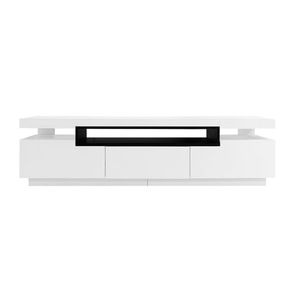 160 cm TV-möbel med LED - 3 lådor - lämplig för 70 tums TV-apparater - vit