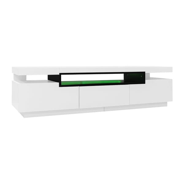 160 cm TV-möbel med LED - 3 lådor - lämplig för 70 tums TV-apparater - vit