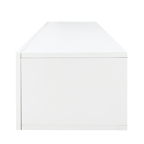TV hængende skab 160 cm - 1 åbent rum og 2 hængslede låger - blank finish - hvid