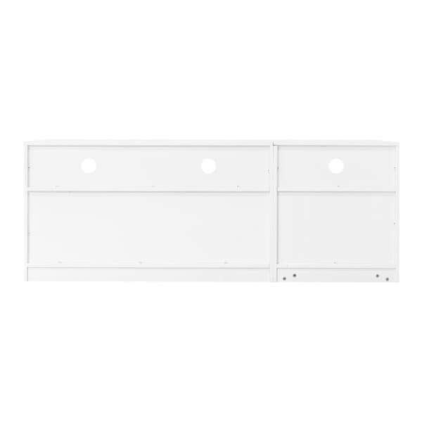 TV-skab 160 cm, velegnet til 70 tommer TV - med LED - 2 låger, 2 skuffer, 3 åbne rum - hvid