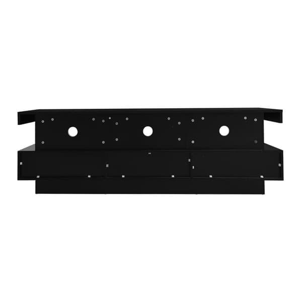 160cm TV-bord med LED - 3 glashylder - APP-styret - Velegnet til 70-tommer TV - Sort