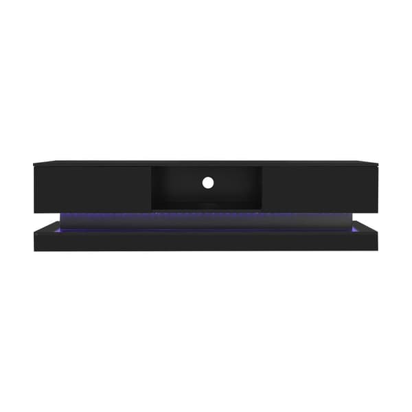 TV-möbel med LED 160 cm - 2 lådor och 1 öppet fack - lämplig för 60-tums TV-apparater - svart