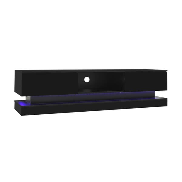 TV-möbel med LED 160 cm - 2 lådor och 1 öppet fack - lämplig för 60-tums TV-apparater - svart