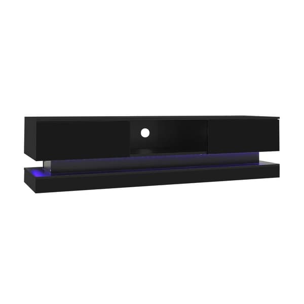 TV-möbel med LED 160 cm - 2 lådor och 1 öppet fack - lämplig för 60-tums TV-apparater - svart