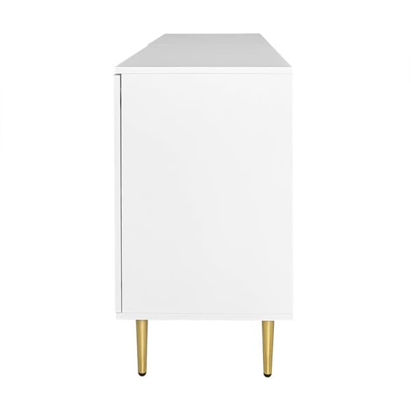 TV-skab 180 cm - 4 rattanlåger - højdejusterbare hylder - hvid