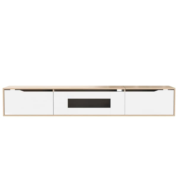 180 cm TV-möbel med färgskiftande LED-ljus - 3 stora fack - Vit