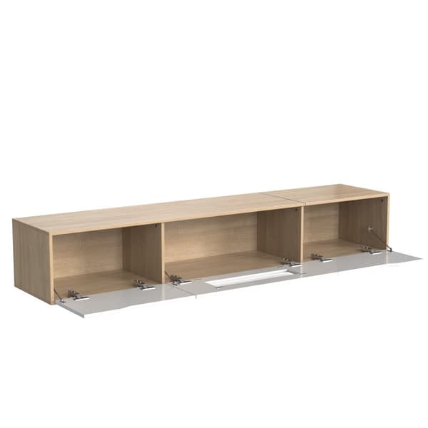 180 cm TV-möbel med färgskiftande LED-ljus - 3 stora fack - Vit