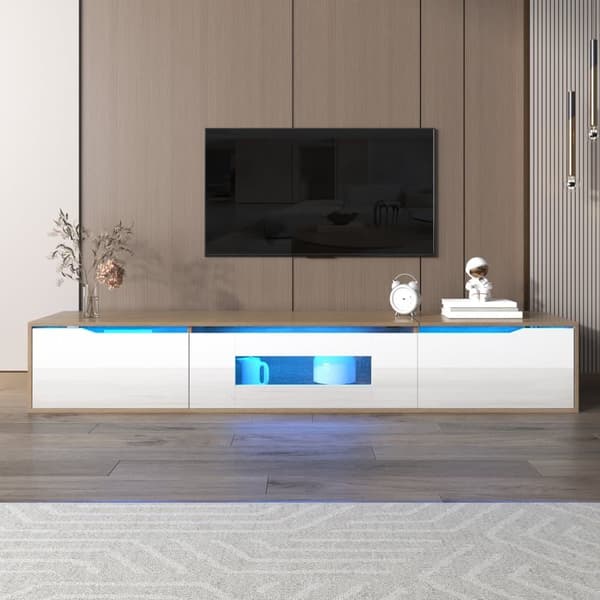 180 cm TV-möbel med färgskiftande LED-ljus - 3 stora fack - Vit