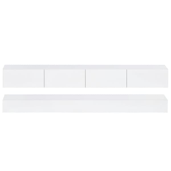 Hängande TV-skåp 130 cm - med LED - 4 lådor - vit