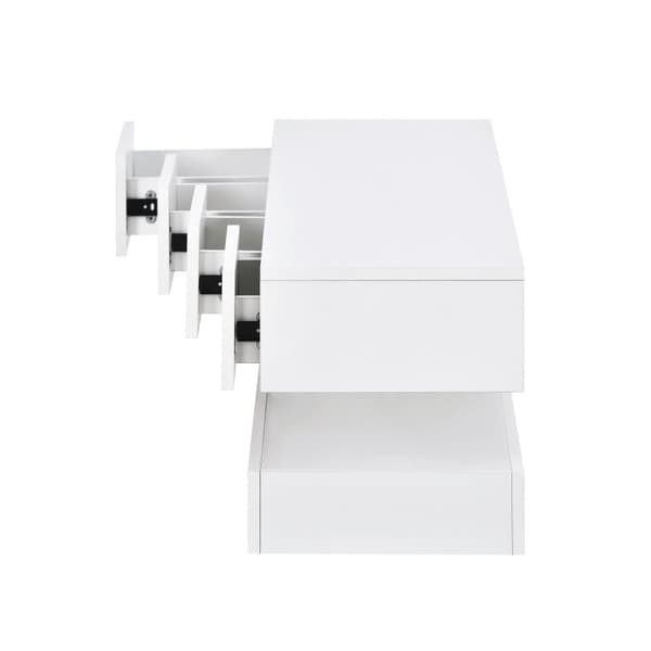 Hängande TV-skåp 130 cm - med LED - 4 lådor - vit