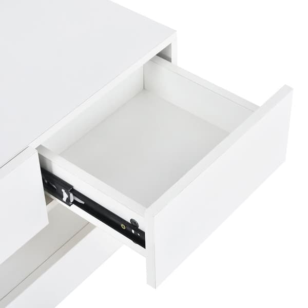 Hängande TV-skåp 130 cm - med LED - 4 lådor - vit
