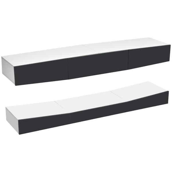 Hängande TV-skåp 180 cm med LED - 3 lådor - Svart