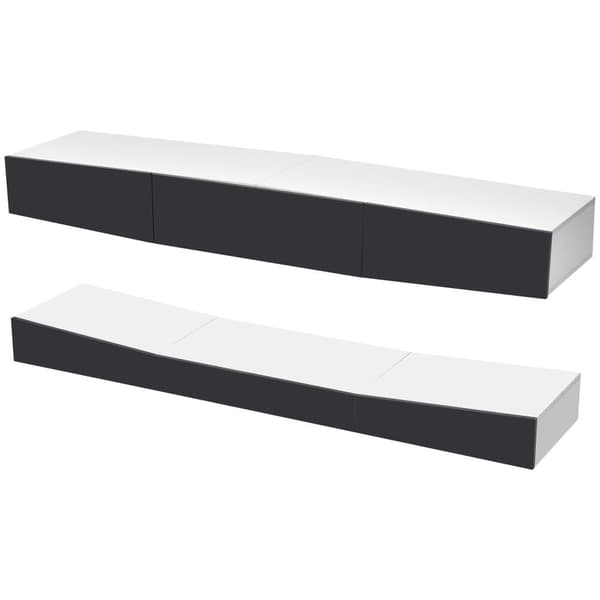 Hängande TV-skåp 180 cm med LED - 3 lådor - Svart