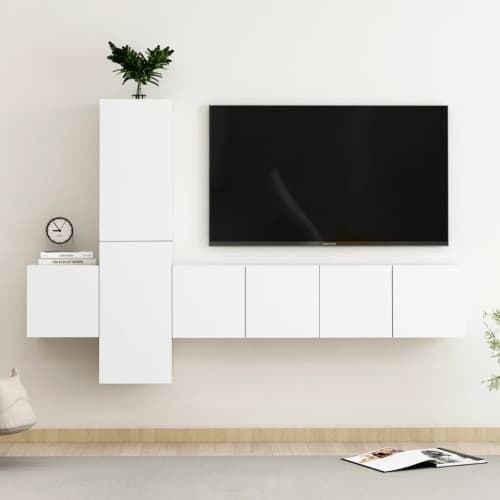 TV-skåp 5 delar vit konstruerat trä