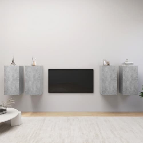 TV-skåp 4 delar betonggrå 30,5x30x60 cm konstruerat trä