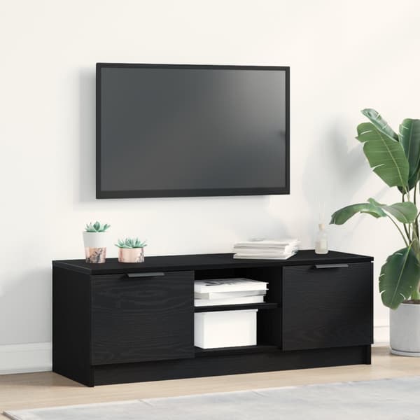 TV-bänk svart ek 102x35x36,5 cm konstruerat trä