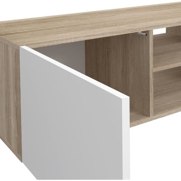 PILVI TV-skåp - Vit och ek - B 180 x D 42 x H 37 cm
