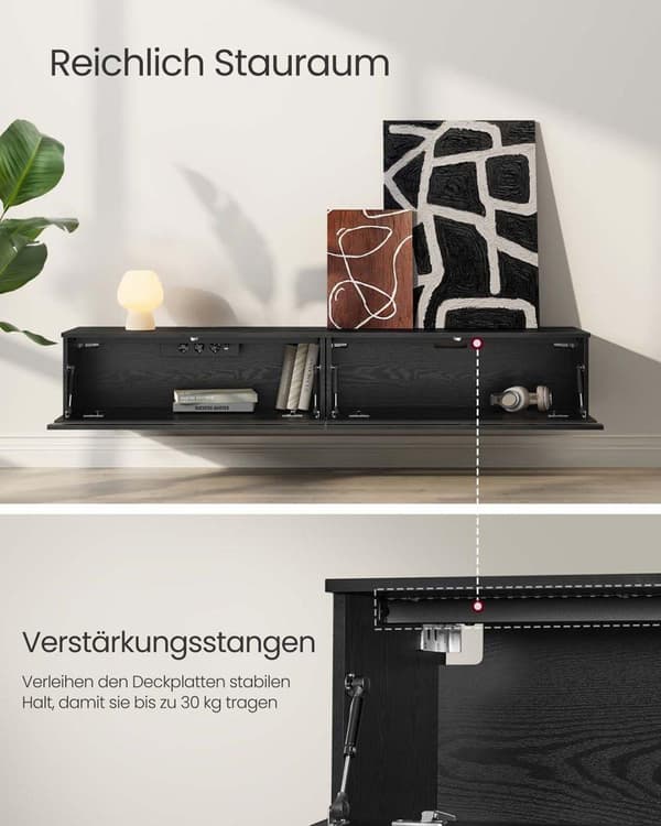 TV-taso, VASAGLE LTV133B02, 147x35x30 cm, eebenmusta