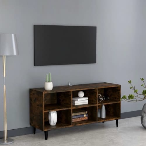 Tv-bänk med metallben sonoma-ek 103,5x30x50 cm