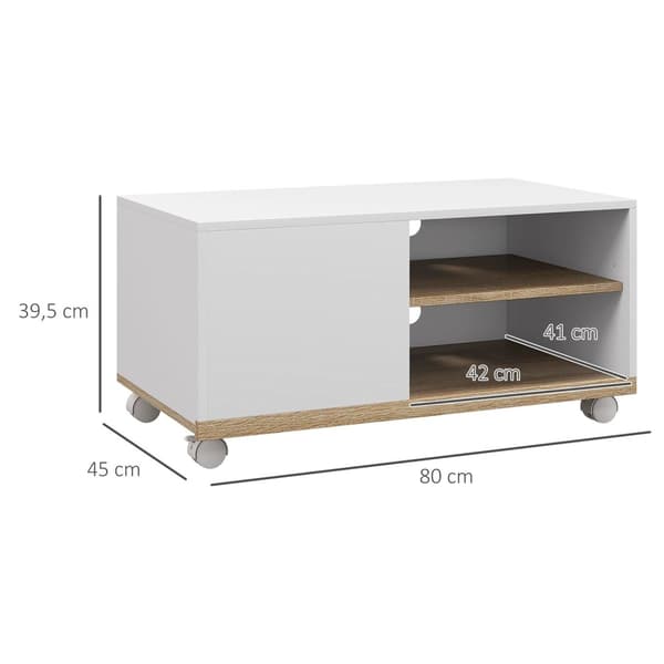 Rootz -TV -huonekalut rullilla - Mobile TV -teline - Rolling TV -yksikkö - Kompakti ja tyylikäs - 80L x 45W x 39,5H CM
