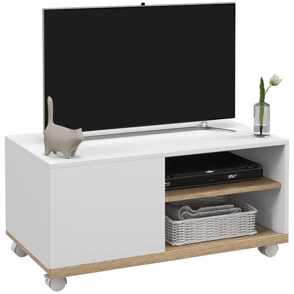 Rootz -TV -huonekalut rullilla - Mobile TV -teline - Rolling TV -yksikkö - Kompakti ja tyylikäs - 80L x 45W x 39,5H CM