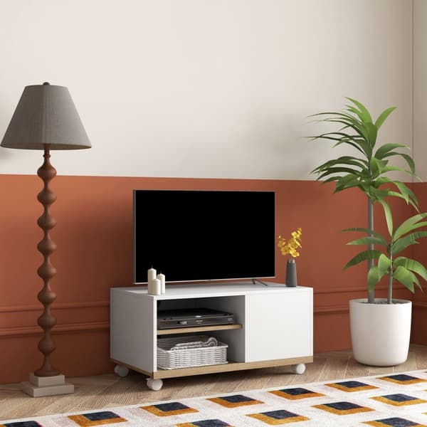 Rootz -TV -huonekalut rullilla - Mobile TV -teline - Rolling TV -yksikkö - Kompakti ja tyylikäs - 80L x 45W x 39,5H CM