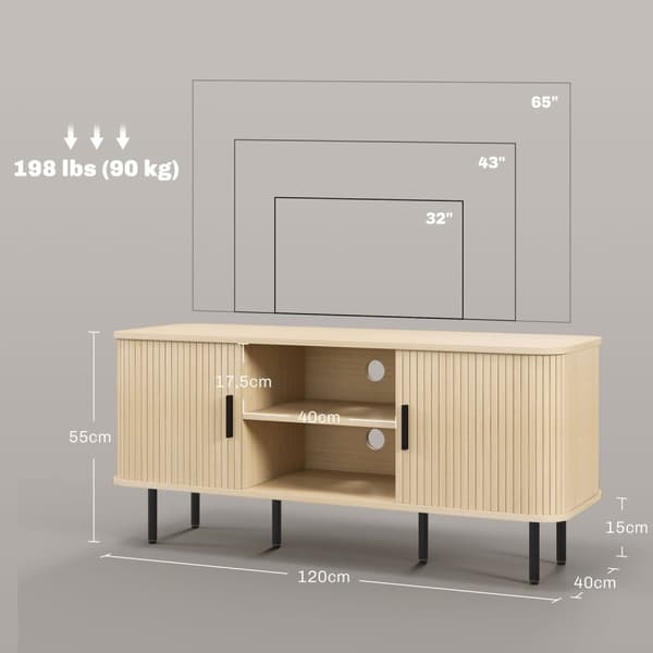 Rootz TV -kabinet - Medieenhed - Underholdningsstand - Rumbesparende design - 120 cm x 40 cm x 55 cm