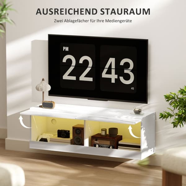 Rootz TV -hängande skåp med LED -belysning - väggmonterat TV -skåp - Flytande TV -enhet - Stylish Design - 120 x 35 x 40,5 cm