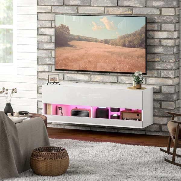 Rootz TV -hängande skåp med LED -belysning - väggmonterat TV -skåp - Flytande TV -enhet - Stylish Design - 120 x 35 x 40,5 cm