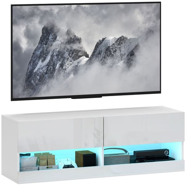 Rootz TV -hängande skåp med LED -belysning - väggmonterat TV -skåp - Flytande TV -enhet - Stylish Design - 120 x 35 x 40,5 cm