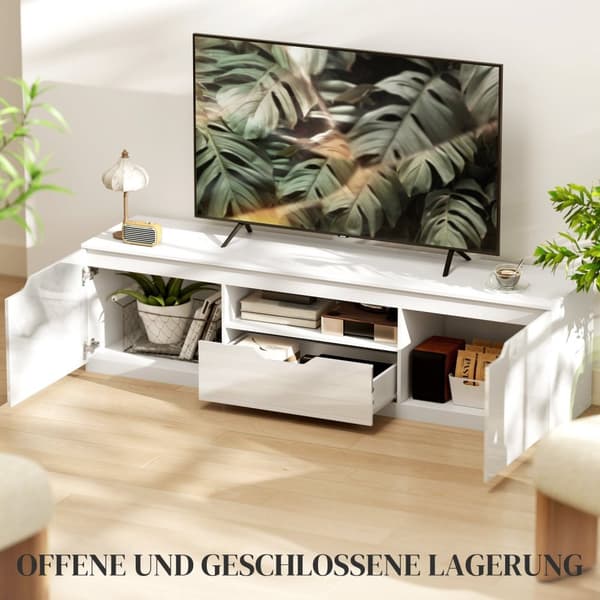 Rootz TV Lowboard - Media Console - Televisiojalusta - Korkea kiiltävä viimeistely - sopii televisioihin jopa 65 " - 160 x 38 x 43 cm