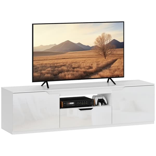 Rootz TV Lowboard - Media Console - Televisiojalusta - Korkea kiiltävä viimeistely - sopii televisioihin jopa 65 " - 160 x 38 x 43 cm